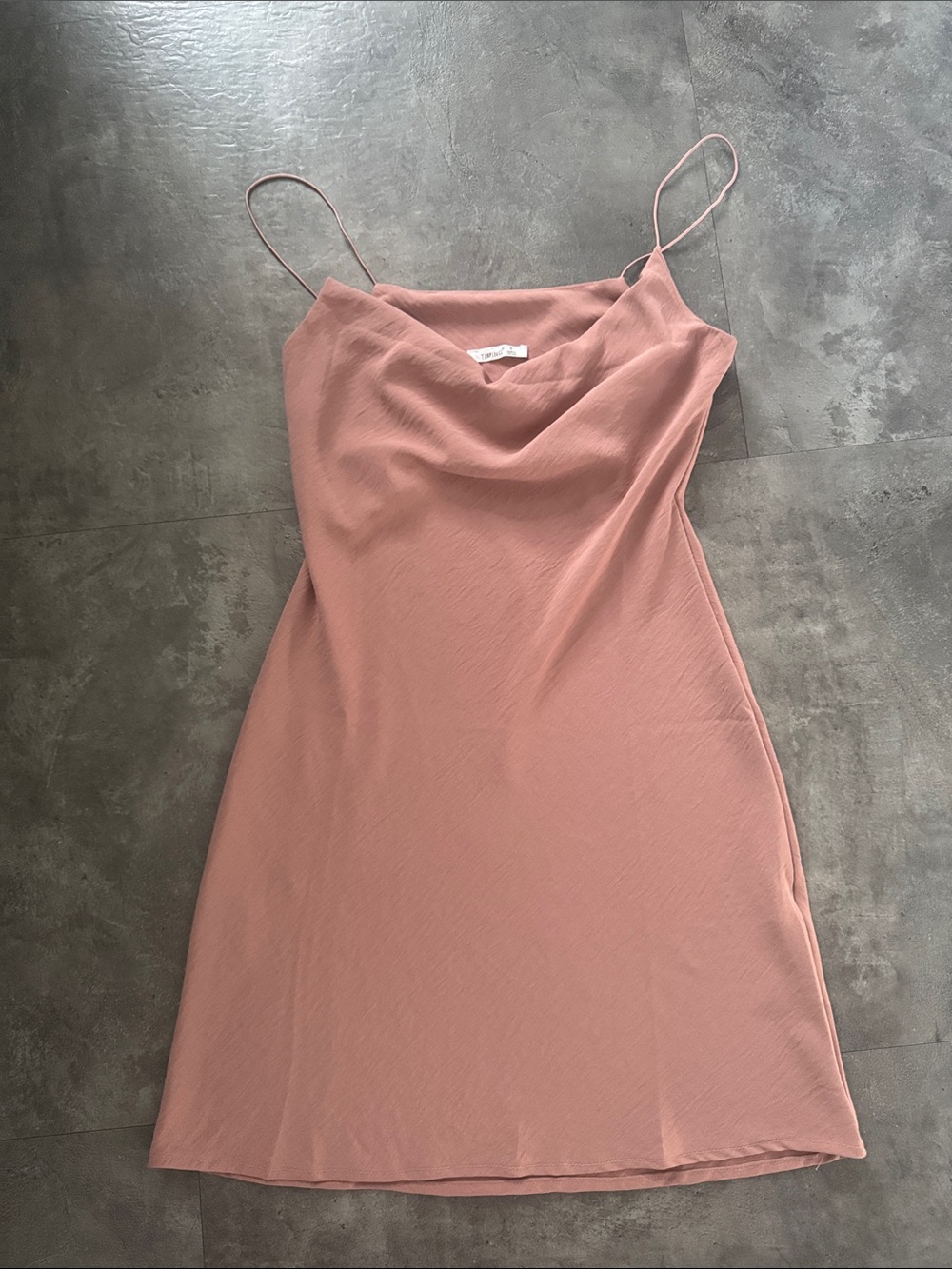 Timing Dusty Rose Cowl Slip Mini Dress